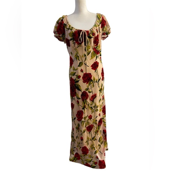 Rare London Rose Devore burnout velvet maxi dress coquette Sz 8 NWT - Picture 6 of 16